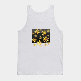 A Rain of Daisies - Hand Drawn Design with Warm Orange and Bright Yellow Petals Tank Top